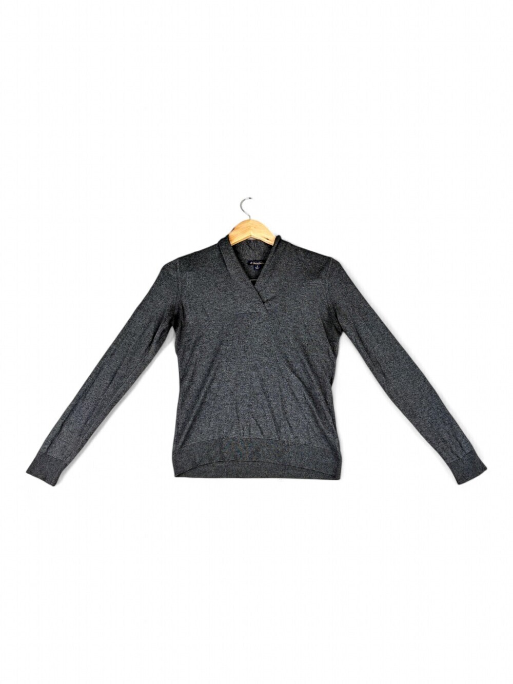 Brooks Brothers Silk-Cashmere V-Neck Sweater Charcoal S